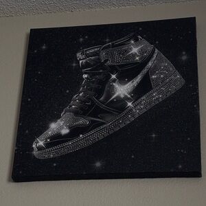 Black and Silver Sparkling Sneaker Canvas Art